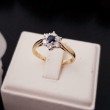Ring ~ LINA Gouden Bloem Ring met Saffier en Diamanten 