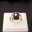 Ring ~ Gouden 14 karaats Heren Zegel Ring met Onyx & Diamant
