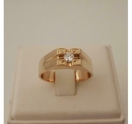 Ring ~ Gouden 18 karaats Heren Ring met Diamant