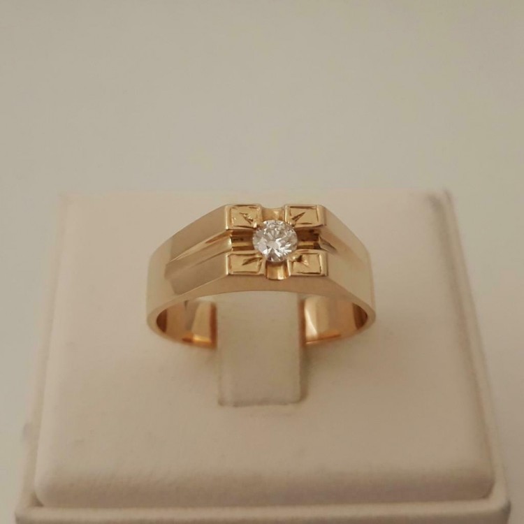 Kort geleden Dezelfde Omtrek Ring ~ Gouden 18 karaats Heren Ring met Diamant