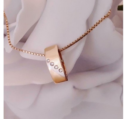 Hanger ~ BEATRICE Gouden 14 karaats Bicolor (wit- & geelgoud) hanger met Diamant