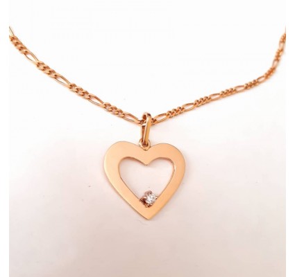 Hanger ~ LOVE Gouden 14 karaats hart hanger met diamant 