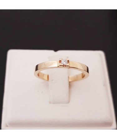 Ring ~ Gouden 14 karaats gladde Ring met 1 Diamant 