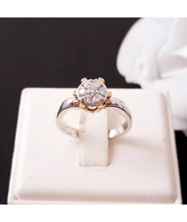 Ring ~ Gouden 18 karaats Wit-geelgouden Ring met Diamant