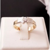 Ring ~ Gouden handgemaakt 14 karaats bicolor ring met diamant 