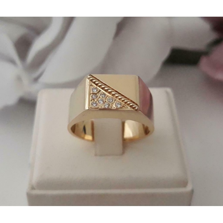 Groot Doen club Ring ~ BRADLEY Gouden 14 karaats Heren Ring met Diamant