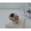 Ring ~ MERCIER Gouden 14 karaats ring met Saffier en diamant