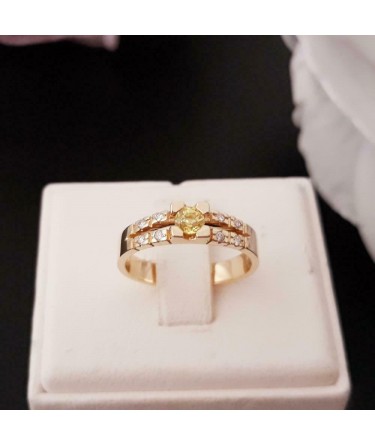 Ring ~ CATHY Gouden Ring met Saffier en Diamanten