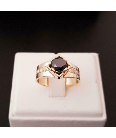 Ring ~ BROOKLYN Gouden 14 karaats Ring met Zwarte Diamant