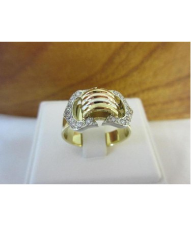 Ring ~ Gouden 3 kleurig ring met diamant 
